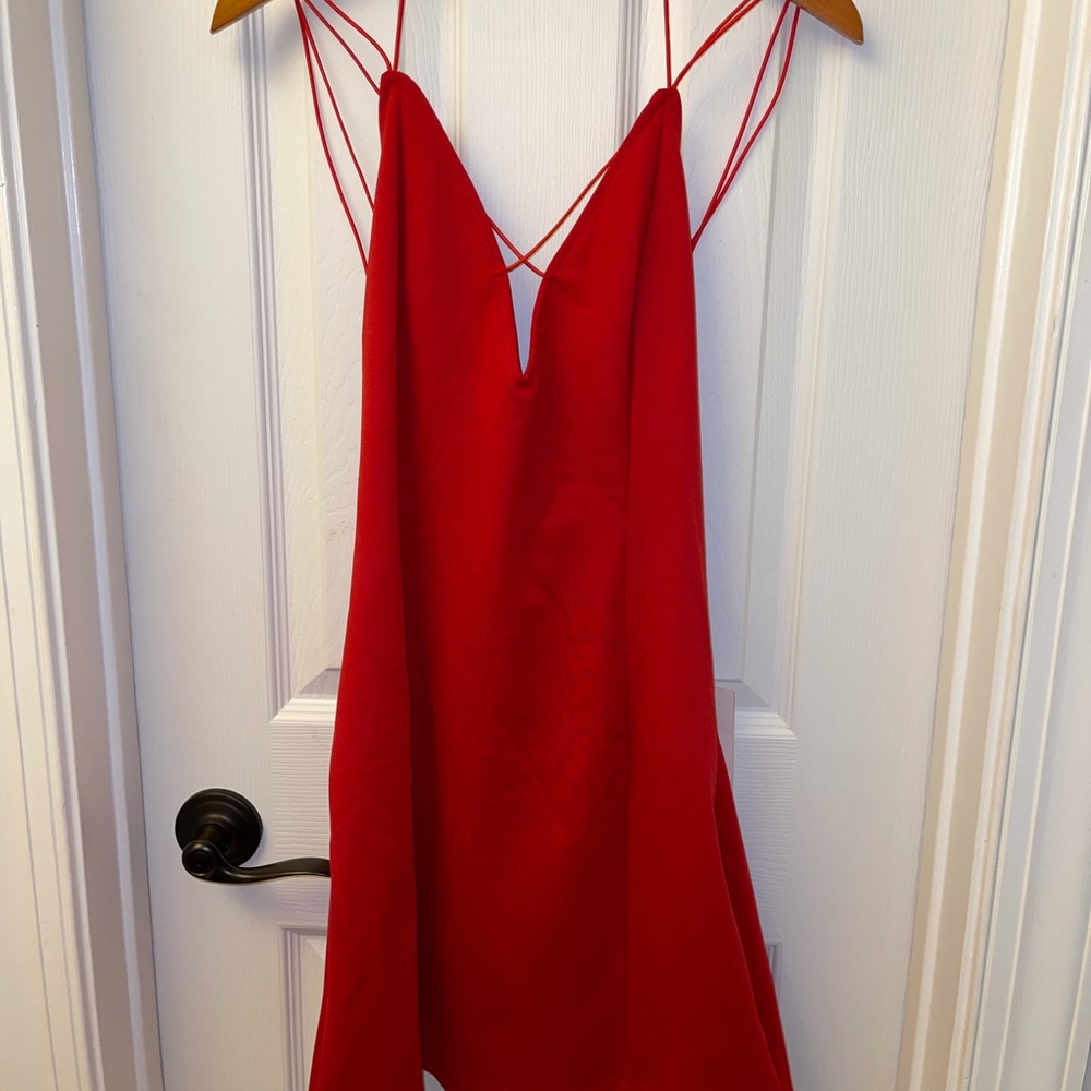 Red strappy bodycon dress